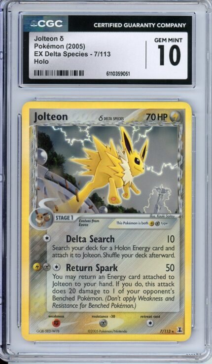 Pokemon Graded: Jolteon Delta Species 7/113 EX Delta Species (2005) Holo CGC 10